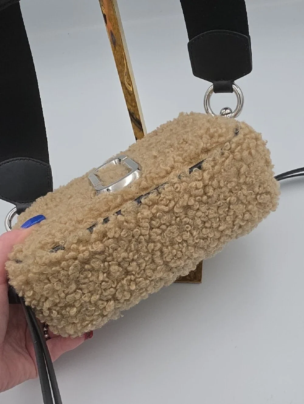 Marc Jacobs Beige Tan Sherpa Crossbody Small Camera Bag 